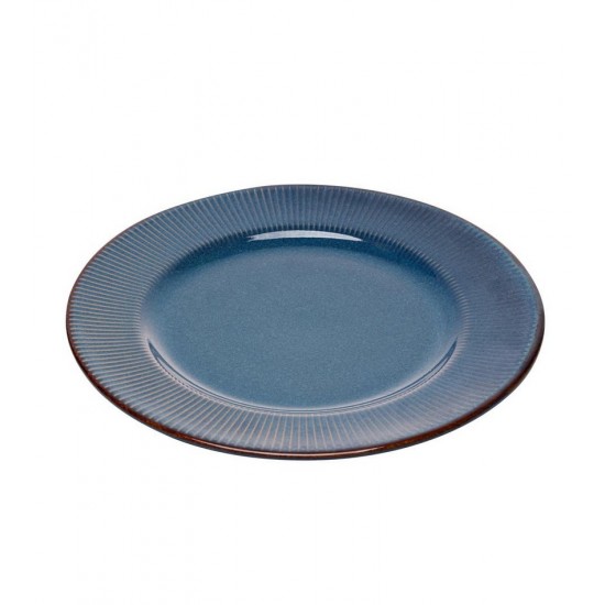 Prato 20,5cm Para Sobremesa De Cerâmica Linear Azul